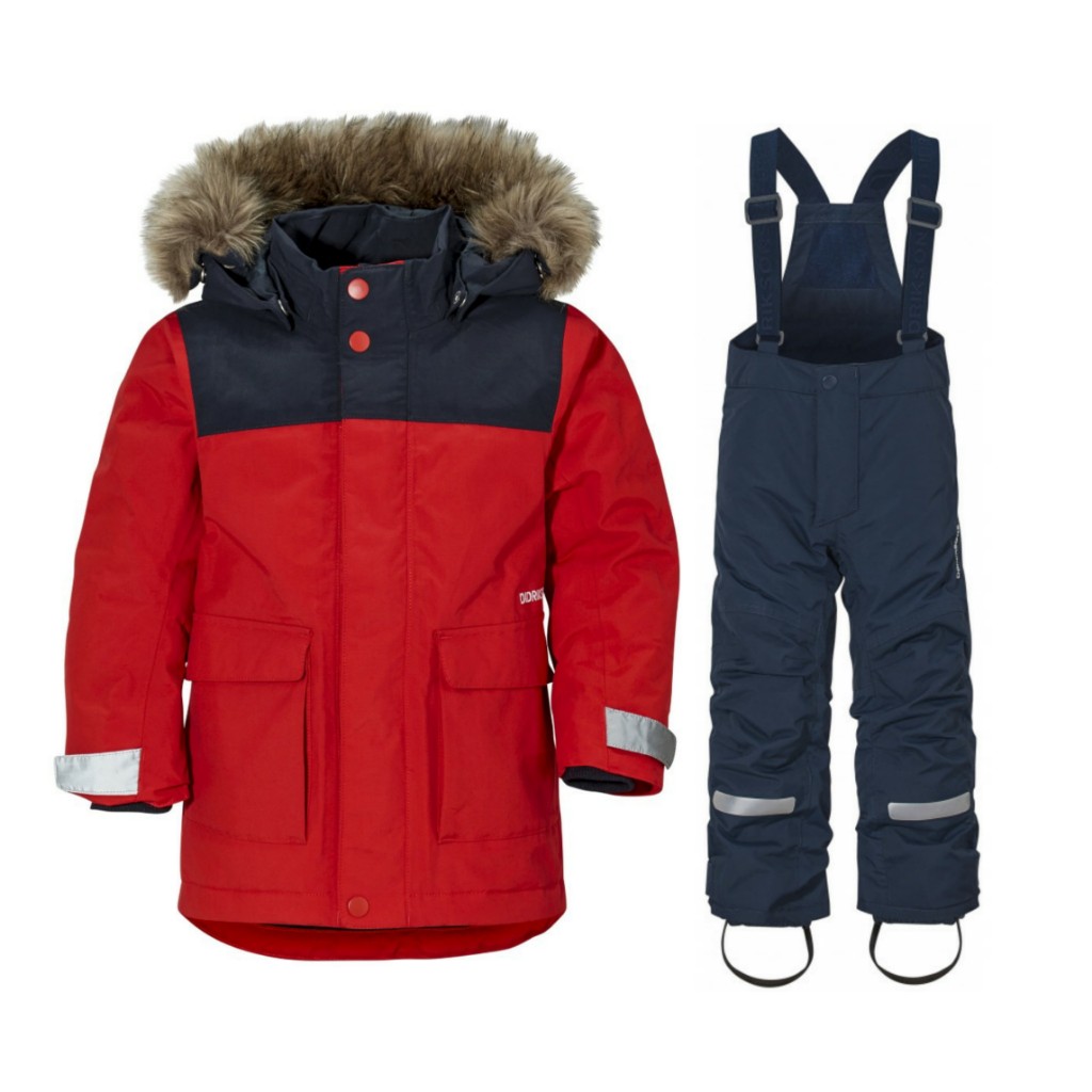Комплект детский Didriksons: Куртка KURE PARKA (314 карминно-красный), брюки IDRE (039 морской бриз)